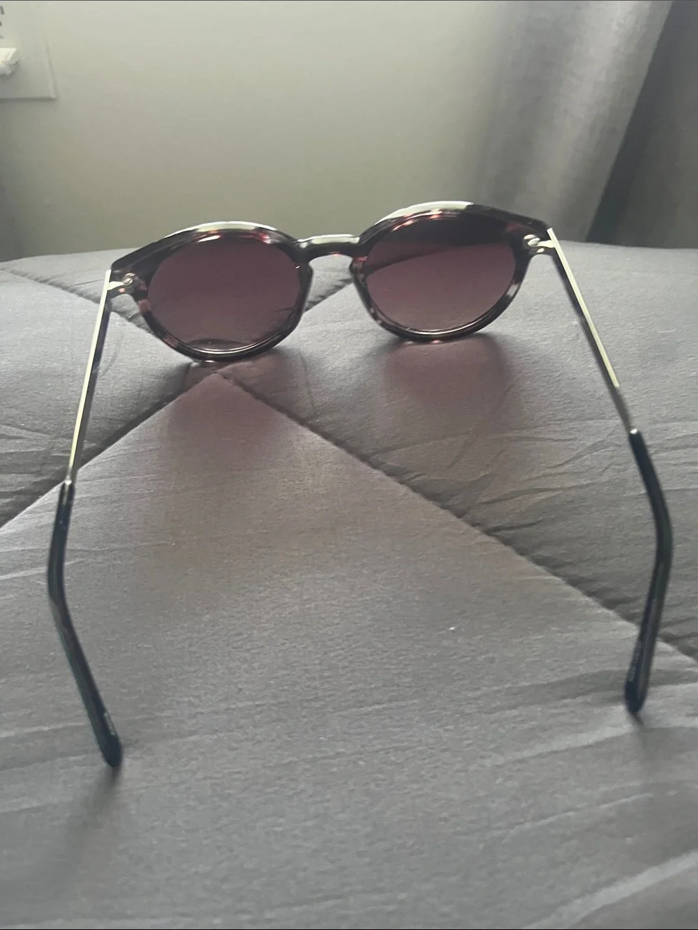 LOFT Round Tortoiseshell Frame Sunglasses with Purple Lenses